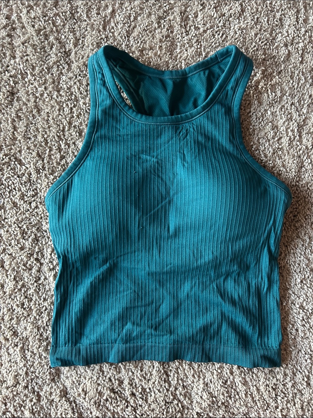 CRZ YOGA Teal Ribbed Tank Top